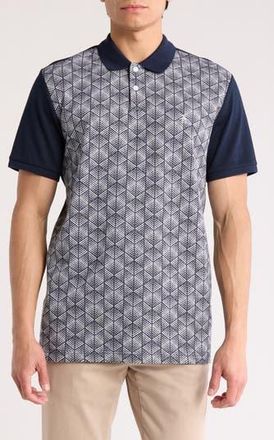 Original Penguin Diamond Jacquard Cotton Polo in Dark Sapphire at Nordstrom Rack, Size X-Large