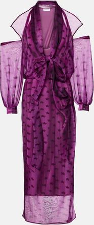 Acne Studios Cutout printed semi-sheer midi dress