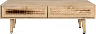 Giner&Colomer Mesa de centro de madera de mango y rat&aacute;n, 120 cm