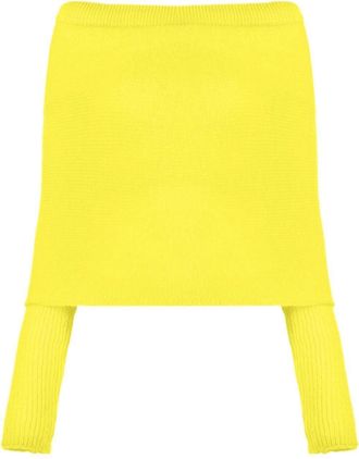 Philosophy di Lorenzo Serafini off-shoulder layered jumper - women - Polyamide/Mohair/Wool - 40 - Yellow