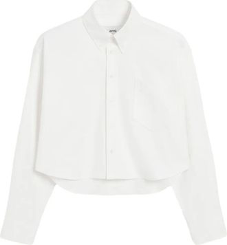 Ami Embossed Ami De Coeur Button Down Cropped Ov