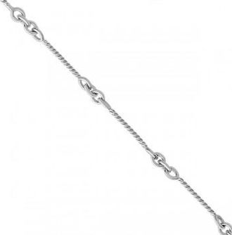 Allurez Alternating Cable Chain Link Ankle Bracelet 14k White Gold