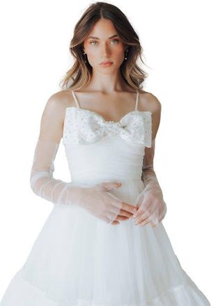 Untamed Petals Minimalist Sheer Gloves in Ivory at Nordstrom, Size Medium