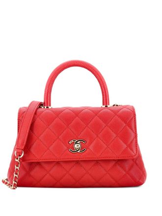Chanel Coco Top Handle Bag Quilted Caviar Mini satchel - Rosso