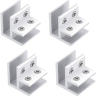 OEM Abrazaderas De Vidrio Ajustables Para Conexiones Angulares - 4 Piezas - Plateadas, Para Espesores De 10 A 12 Mm