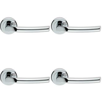 Loops 4x PAIR Curved Round Bar Handle on Round Rose Concealed Fix Polished Chrome