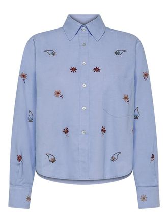 Seventy embroidered top - women - Cotton - 42 - Blue