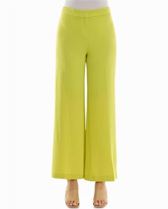 Nicole Miller Claire Stretch Crepe Wide Leg Pants In Citrine