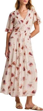 Mint Velvet Soft Bloom Button-Front Midi Dress in Cream at Nordstrom, Size 12