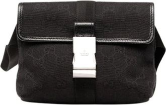 Gucci Pre-owned Belt Bags, female, Black, Size: ONE SIZE Pre-owned Vintage Canvas Belt Bag