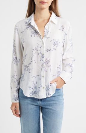 Cloth & Stone Print Button-Up Shirt in Blue Opal Floral at Nordstrom, Size X-Small