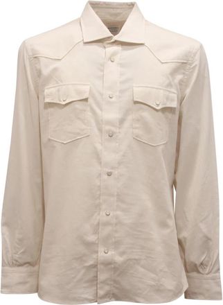 Mazzarelli Fluwelen overhemd gemaakt in Itali&euml; - Heren - Casual Overhemden - Beige - XL - Overhemden