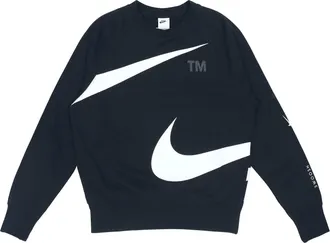 Nike Mens Nike Swoosh Ft Crew Large Logo Printing Knit Round Neck Pullover Autumn Black DD6097-010