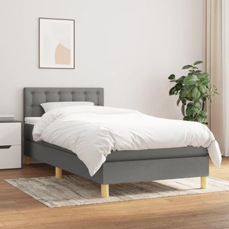 vidaXL Cama Box Spring Con Colch&oacute;n Tela Gris Oscuro 90x190 Cm Vidaxl