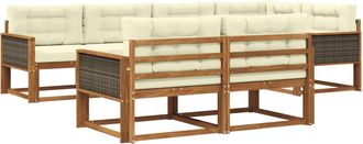 vidaXL Conjunto De Sof&aacute;s De Exterior 8 Uds. Natural Y Crema Vidaxl
