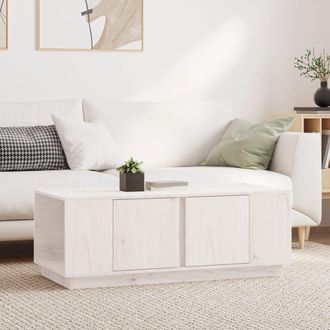 vidaXL Vidaxl - Mesa De Centro De Madera Maciza De Pino Blanco 110x50x40 Cm