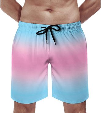 Generic Transgender Flag Colors Summer Mens Swim Shorts & Trunks with Mesh Liner Quick Dry Beach Board Shorts XS