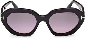 Tom Ford Meryl 53mm Gradient Geometric Sunglasses in Shiny Black/smoke Purple at Nordstrom