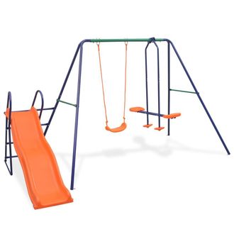 vidaXL Vidaxl Set Altalene Con Scivolo E 3 Sedili Arancione
