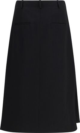 Fendi Womens Grain De Poudre Skirt Nero Fleece Wool Ovis Aries