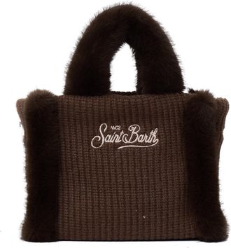 MC2 Saint Barth Ribbed Faux Fur Trimmed Vanity Mini Tote Bag