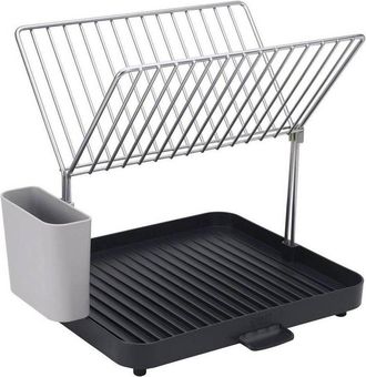 Joseph Joseph Escurreplatos En Forma De Y Joseph Joseph, Dise&ntilde;o De 2 Niveles, Capacidad Para Platos Y Utensilios, Drenaje Eficiente, Gris/azul, Apto Para Espacios P