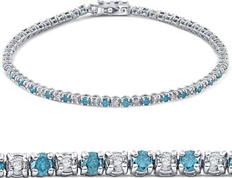 Pompeii3 3ct Blue & White Diamond Tennis Bracelet 14K White Gold 7