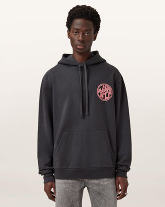 AllSaints Cotton Distortion Graphic Hoodie, Size: XXL