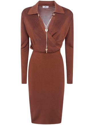 Elisabetta Franchi Dress Knitted Midi Am19s66e2 Fk3 Cigar