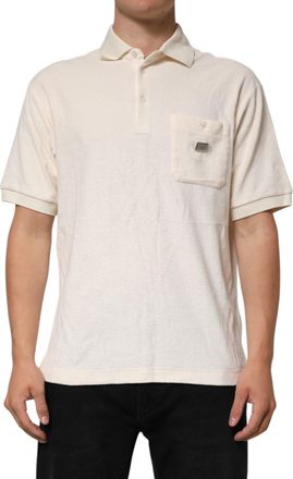 Dolce & Gabbana Mens Cotton Terry Logo Pocket Polo White