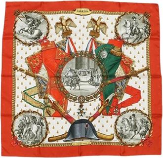 Herm&egrave;s Pre-owned Scarves, female, Orange, Size: ONE SIZE Pre-owned The Napoleon Scarf