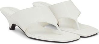 Reformation Sherlyn Wedge Thong Sandal in White Leather at Nordstrom, Size 7.5
