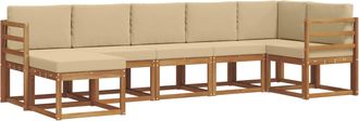 vidaXL Conjunto De Sof&aacute;s De Exterior 7 Uds. Natural Y Beige Vidaxl