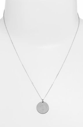 Nashelle Sterling Silver Initial Disc Necklace in Sterling Silver O at Nordstrom