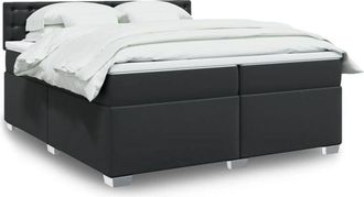 vidaXL Vidaxl - Cama Box Spring Con Colch&oacute;n Cuero Sint&eacute;tico Negro 200x200 Cm