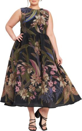 Flying Tomato Floral Sleeveless Fit & Flare Midi Dress in Black at Nordstrom Rack, Size 3 X