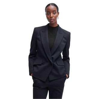 HUGO BOSS Damesblazer met strakke reverskraag en normale pasvorm (Donkerblauw)