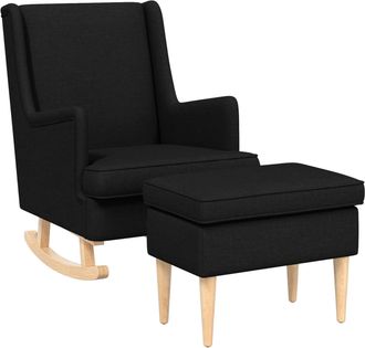 vidaXL Sill&oacute;n Con Pouf 2 Uds. Negro Tela Vidaxl