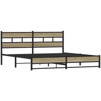 vidaXL Estructura De Cama Sin Colch&oacute;n Metal Roble Sonoma 193x203 Cm Vidaxl