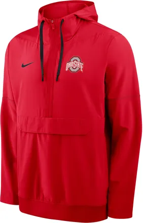 Nike Ohio State Sideline Anorak Nike Mens College 1/2-Zip Hooded Jacket in Red | 03AT064YOH-PTU