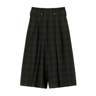 Twinset Broeken, Dames, Zwart, L, Polyester, Groene Tartan Broek Knoopsluiting
