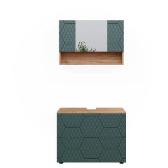 Vicco Conjunto De Muebles De Ba&ntilde;o Irma, Verde, 2 Partes, Unidad Base 80 Cm