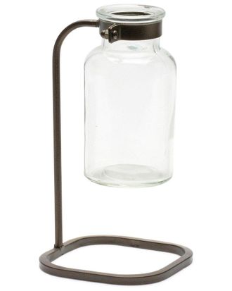 Melrose International Set Of 4 Bottle Vase In Iron Stand