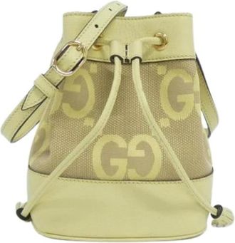 Gucci Pre-owned Canvas Bucket Bag - Dames - Vintage Tas - Geel - ONE Size - Vintage