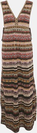 M Missoni Multicolor Stripe Knit Lurex V-Neck Maxi Dress