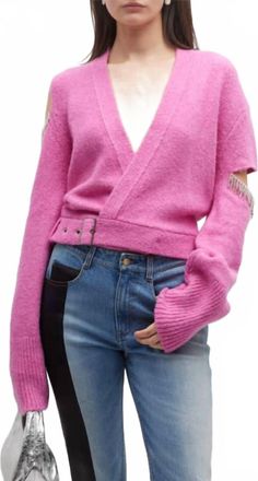 Hellessy Palmetto Wrap Belted Cardigan In Fuchsia