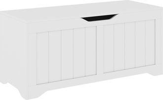 HOMCOM Homcom Panca Contenitore Con Coperchio Sollevabile 100 Cm Bianca