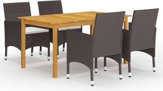 vidaXL Juego De Comedor Para Jard&iacute;n De 5 Piezas Marr&oacute;n Vidaxl