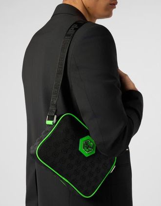 Philipp Plein Belt Bag Jacquard Monogram Men in Black+Greenfluo at Nordstrom