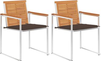 vidaXL Vidaxl - Sillas De Jard&iacute;n Con Cojines 2 Uds Madera Maciza Acacia Y Acero